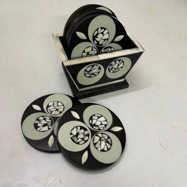 Black Wood Bone Inlay Coasters