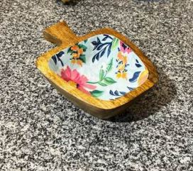 Apple shaped wooden platter