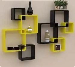 Wooden Intersecting Wall Shelves