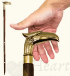 Wooden Walking Stick With Brass Eagle Handle